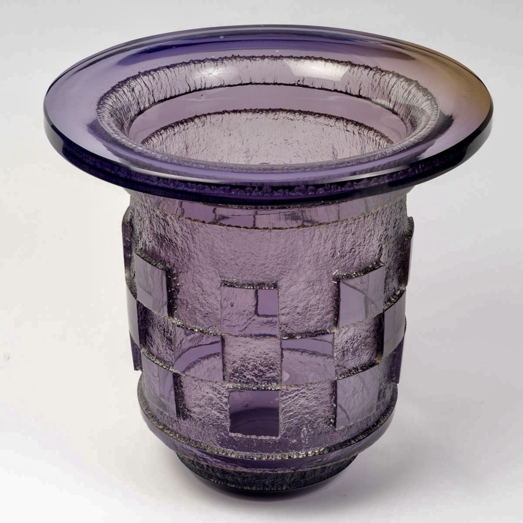 Vase Art Déco verre améthyste dégagé à l&rsquo;acide de DAUM NANCY 5