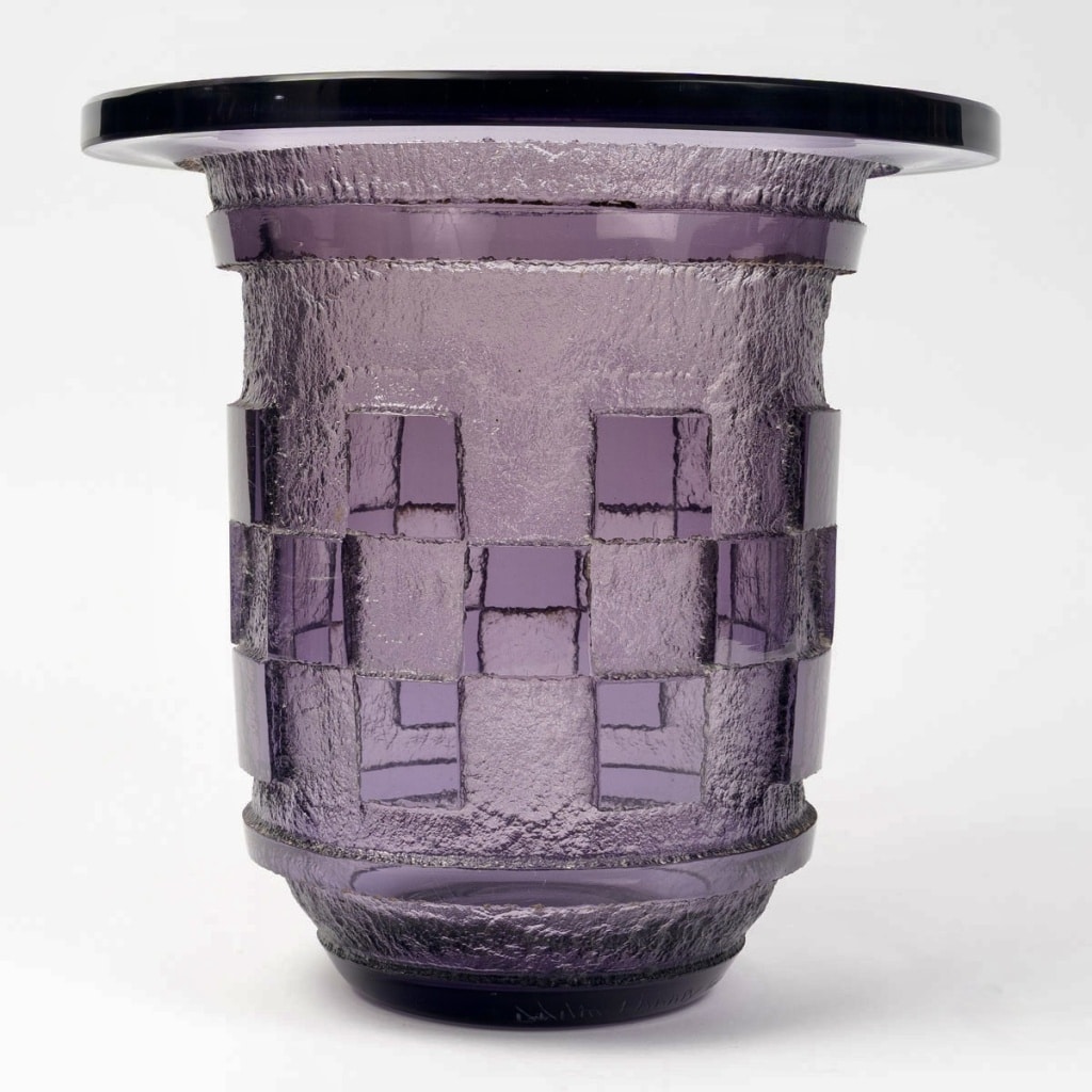 Vase Art Déco verre améthyste dégagé à l&rsquo;acide de DAUM NANCY 4