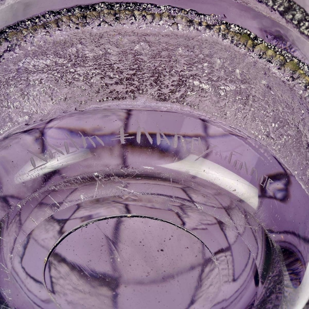 Vase Art Déco verre améthyste dégagé à l&rsquo;acide de DAUM NANCY 8