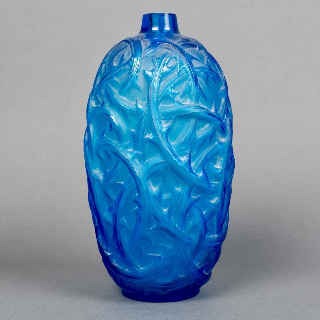 Vase « Ronces » verre bleu électrique de René LALIQUE 2