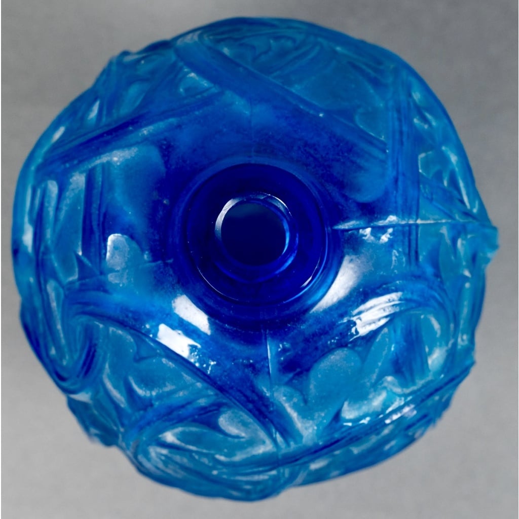 Vase « Ronces » verre bleu électrique de René LALIQUE 4