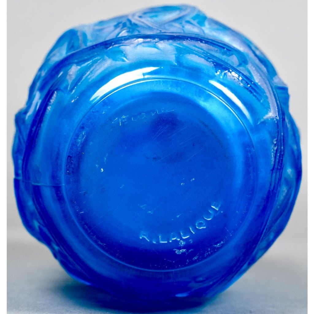 Vase « Ronces » verre bleu électrique de René LALIQUE 6