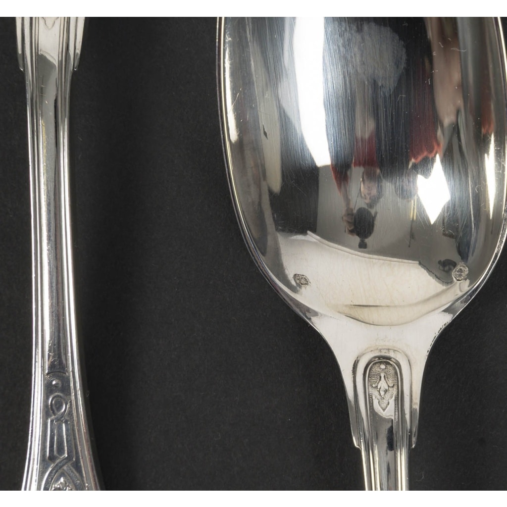 JEAN TETARD – C. CHRISTOFLE MENAGERE 144 PIECES  » AUBUSSON  » ARGENT MASSIF Epoque 1930 19