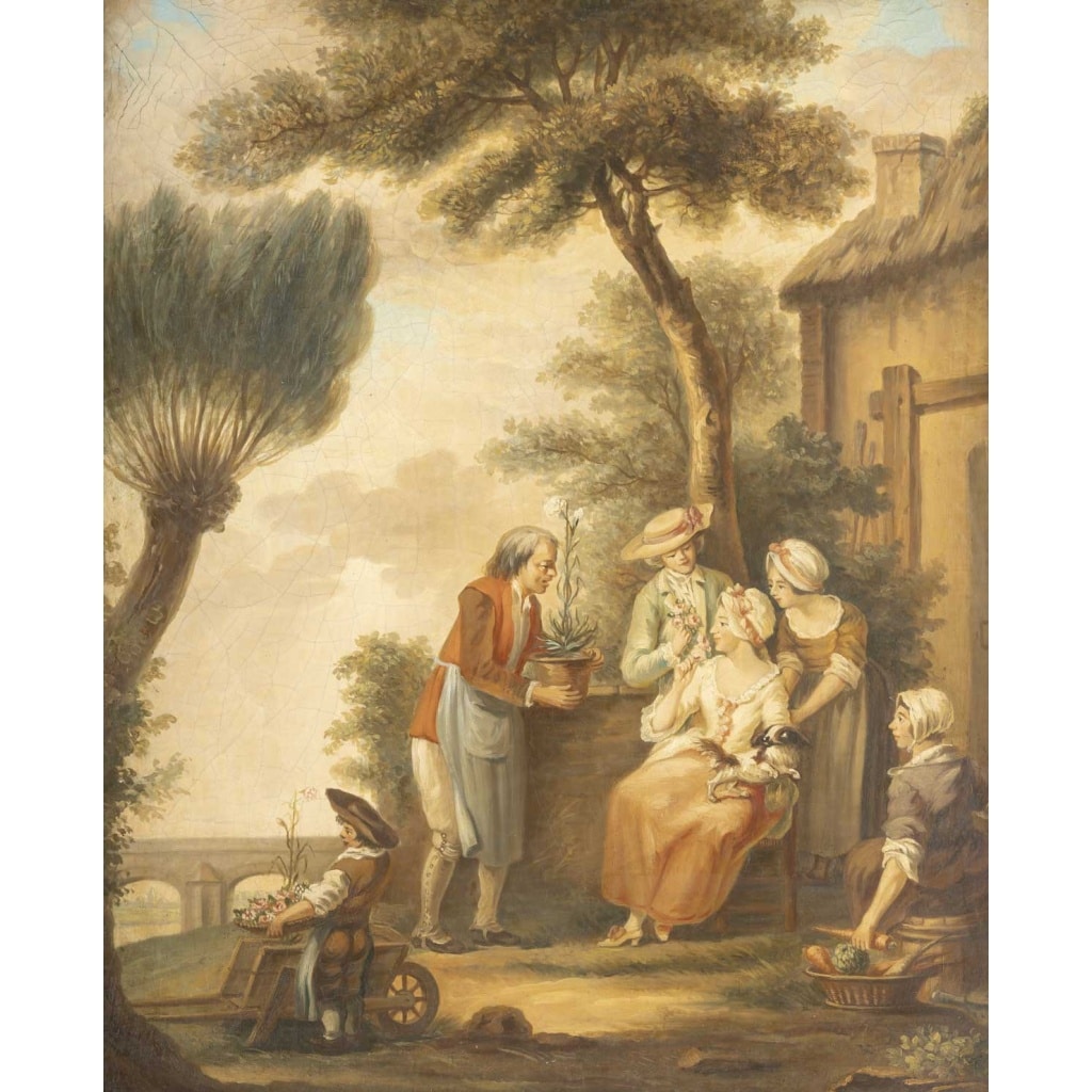 Une paire de tableaux scènes galantes, fin XIXème siècle 11