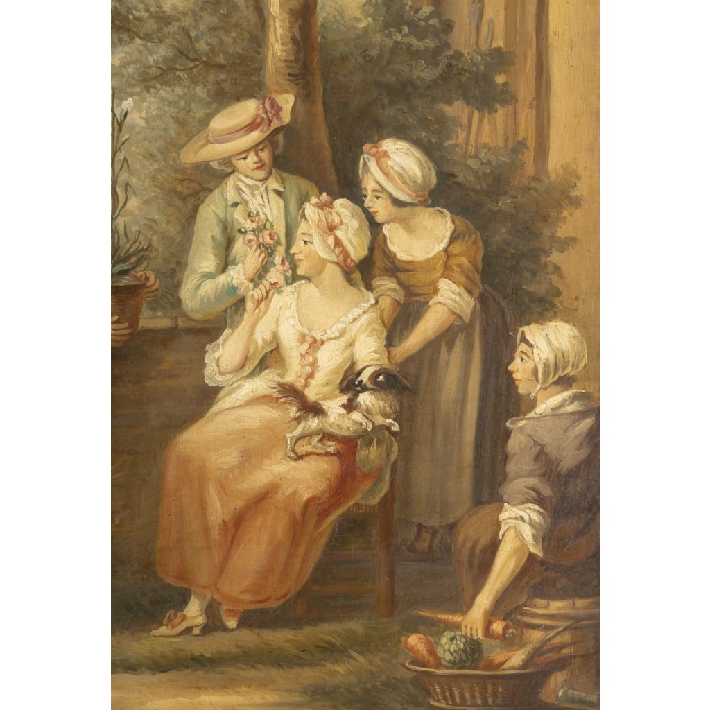 Une paire de tableaux scènes galantes, fin XIXème siècle 10