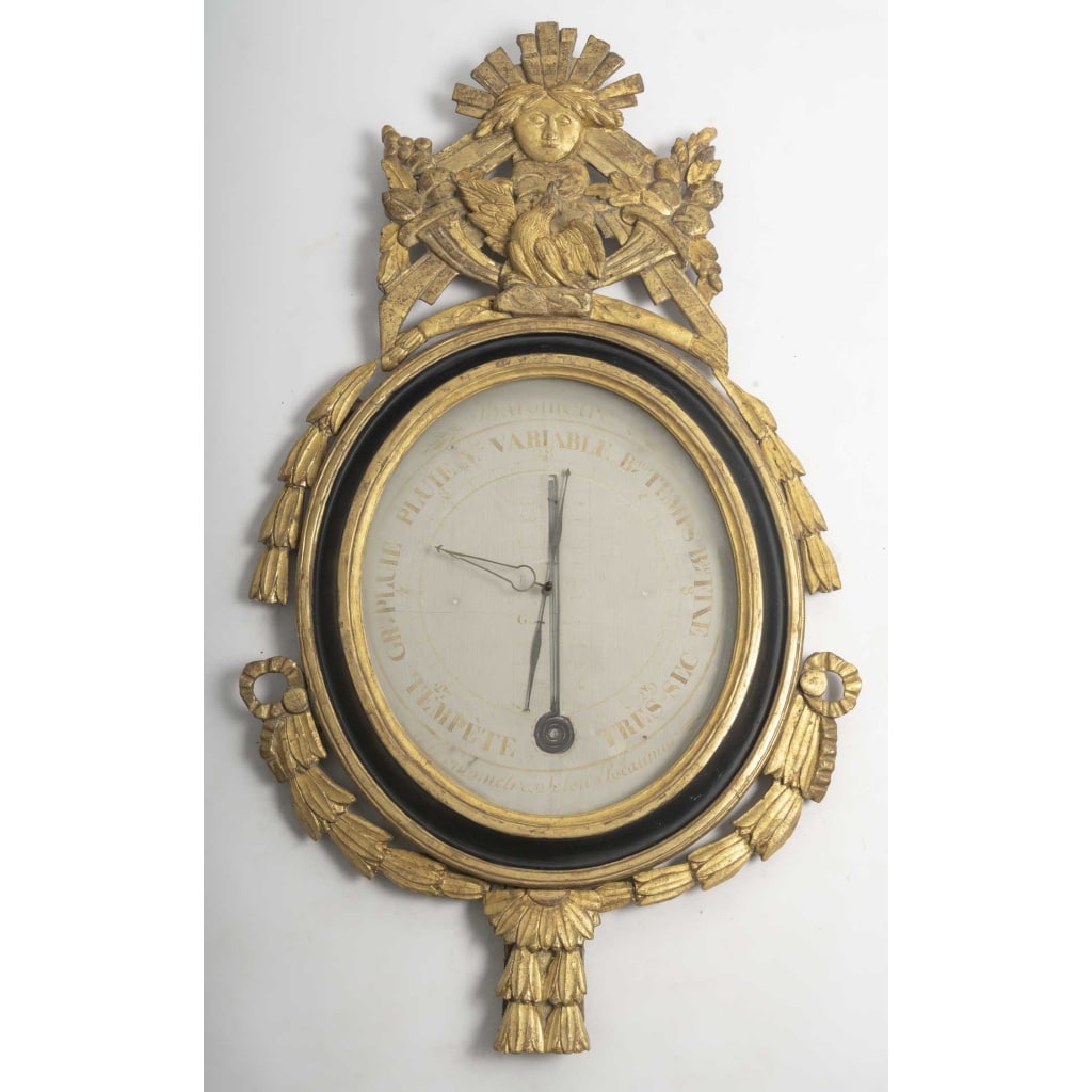 Baromètre-thermomètre « Le soleil levant », d&rsquo;époque Louis XVI (1774-1793). XVIIIème siècle. 2