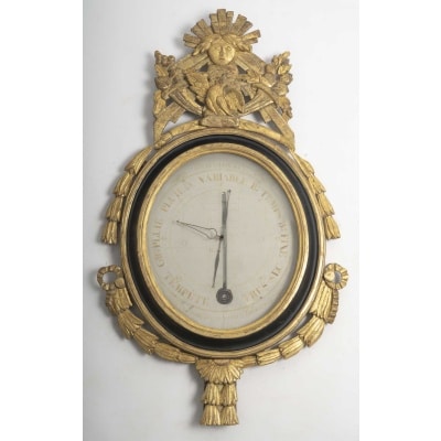 Baromètre-thermomètre « Le soleil levant », d&rsquo;époque Louis XVI (1774-1793). XVIIIème siècle.
