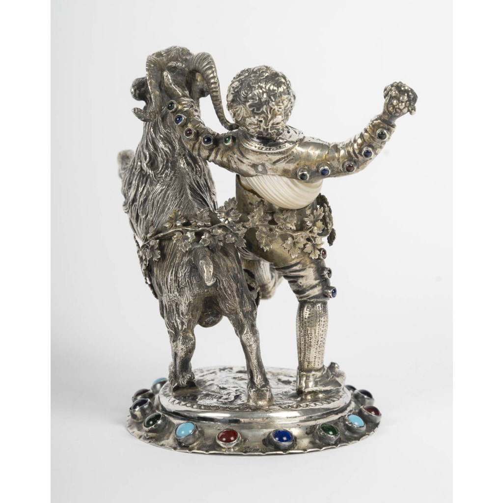 Nuremberg, Bacchus et un bouc, sujet en argent, XIXème siècle 7