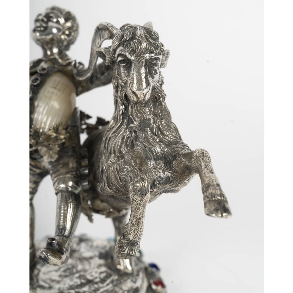 Nuremberg, Bacchus et un bouc, sujet en argent, XIXème siècle 9