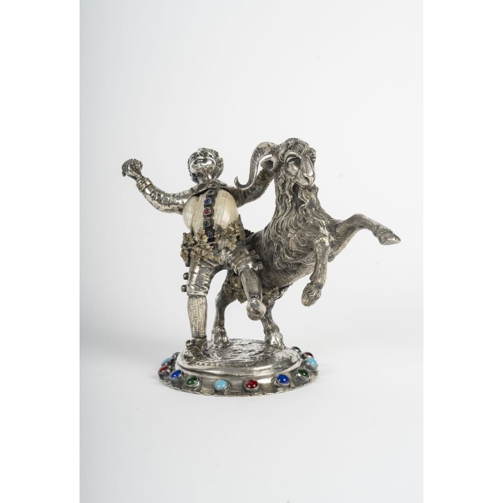 Nuremberg, Bacchus et un bouc, sujet en argent, XIXème siècle 12