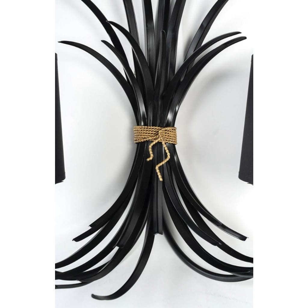 1960 Paire d&rsquo;appliques bouquet de blé Maison Honoré 4