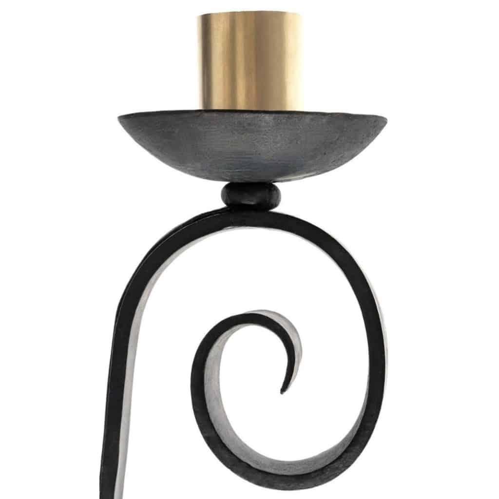 1940 Paire d&rsquo;appliques murales en fer forgé Maison Cheret 7