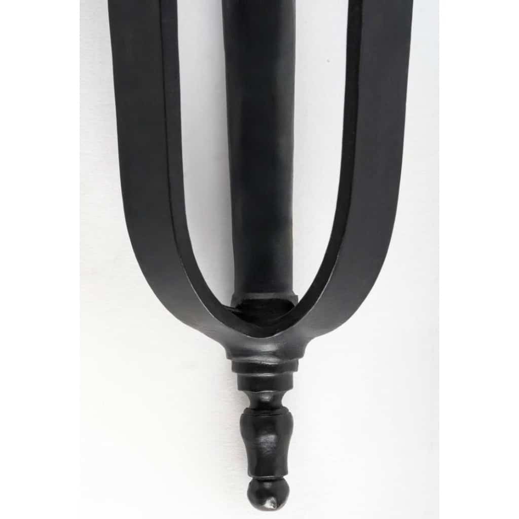 1940 Paire d&rsquo;appliques murales en fer forgé Maison Cheret 5