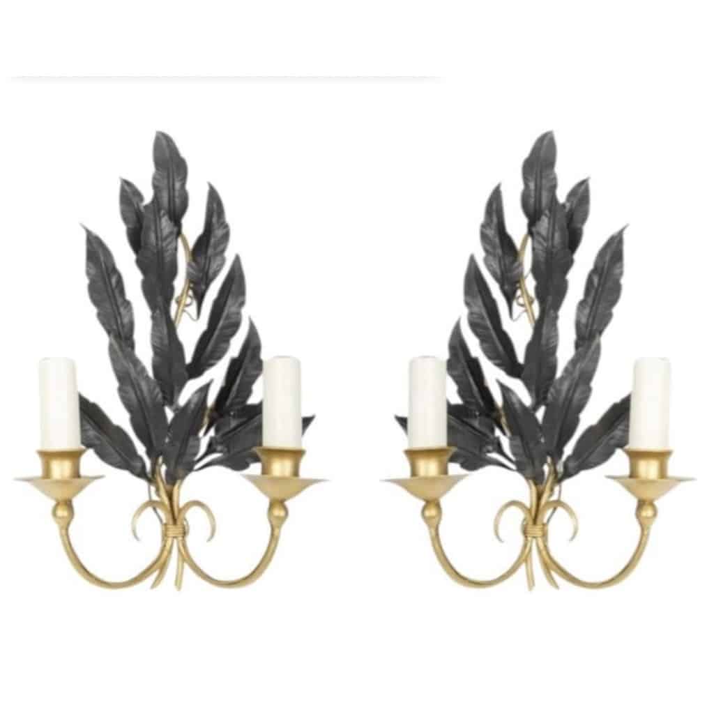 1960 Paire d&rsquo;appliques « Feuille De Chêne » Maison Honoré 2