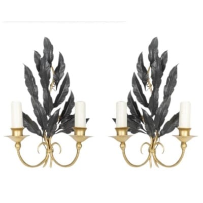 1960 Paire d’appliques « Feuille De Chêne » Maison Honoré 1960 Paire d’appliques « Feuille De Chêne » Maison Honoré