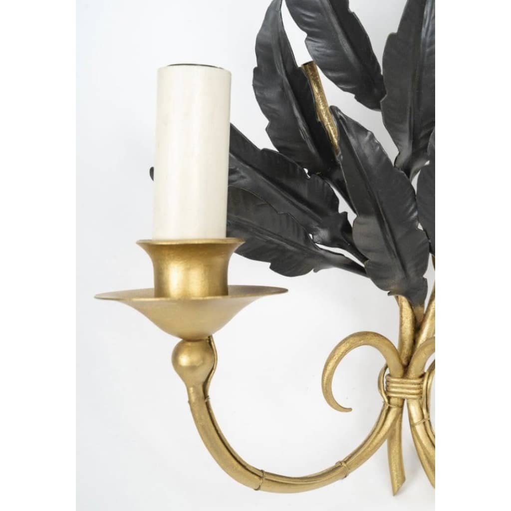 1960 Paire d&rsquo;appliques « Feuille De Chêne » Maison Honoré 6