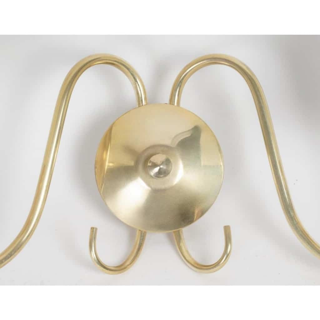 1960 Paire d&rsquo;appliques murales en laiton doré Maison Honoré 5