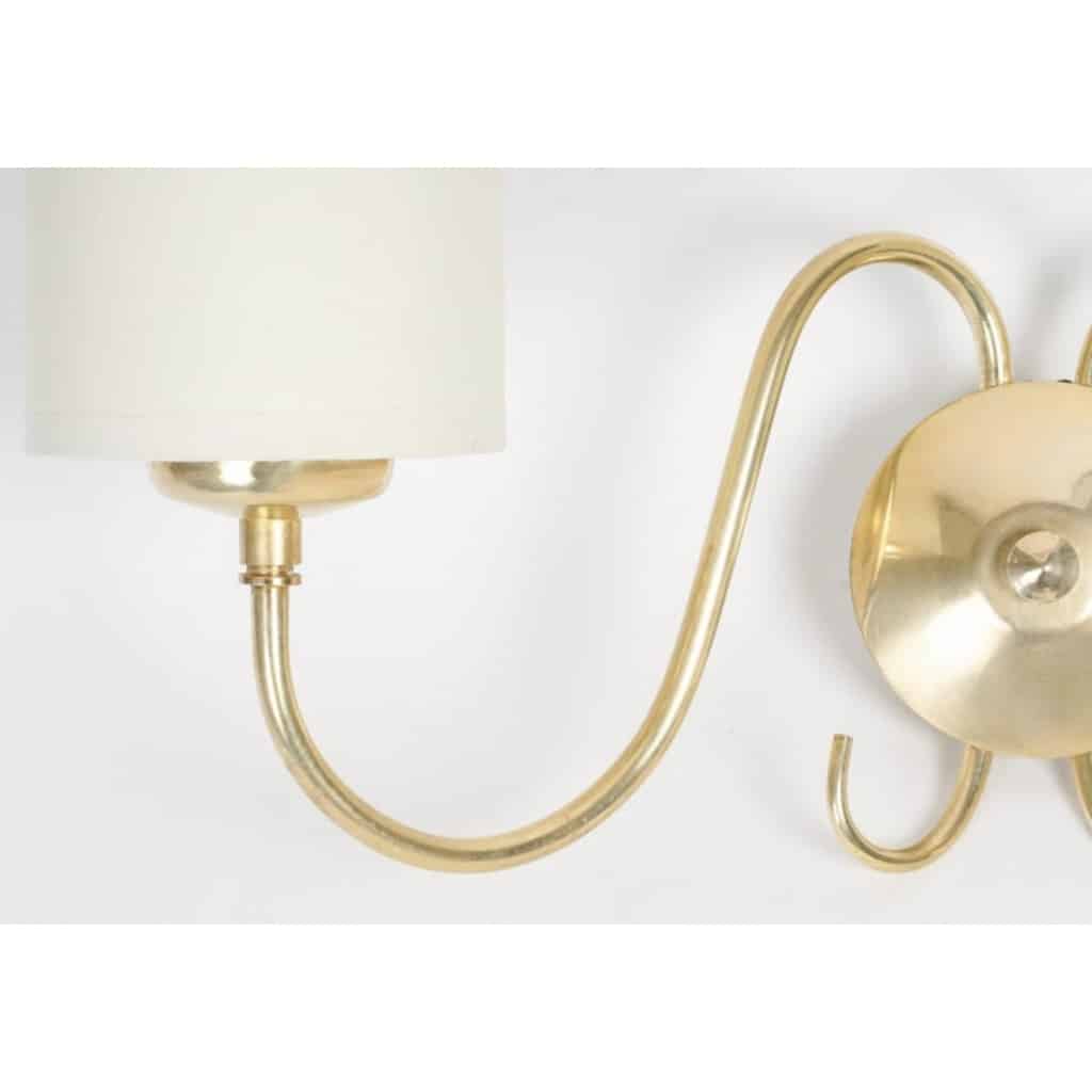 1960 Paire d&rsquo;appliques murales en laiton doré Maison Honoré 4