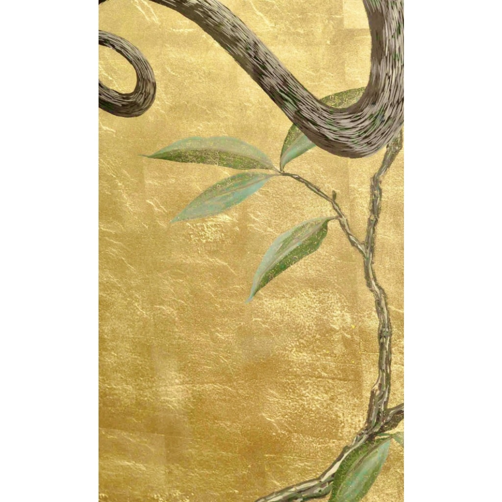 Série de 4 panneaux décoratifs « Singes suspendus aux arbres » signés 8