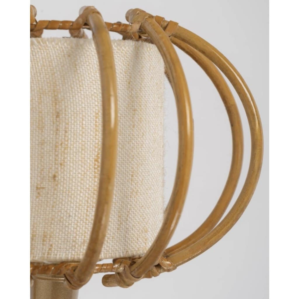 1950 Paire d&rsquo;appliques murales en rotin Louis Sognot 4