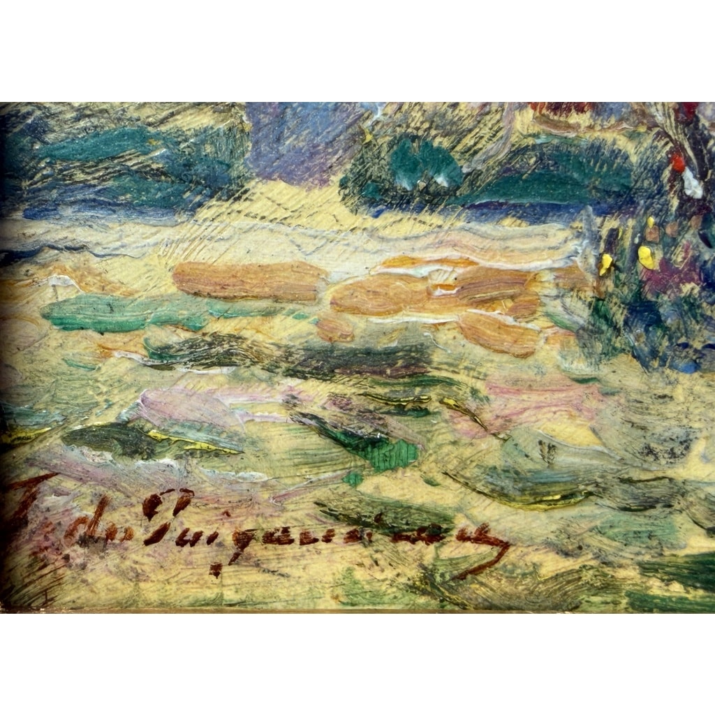 DU PUIGAUDEAU Ferdinand Peinture de bretagne Maisons en Brière Huile signée Certificat d’authenticité 9 DU PUIGAUDEAU Ferdinand Peinture de bretagne Maisons en Brière Huile signée Certificat d’authenticité 9