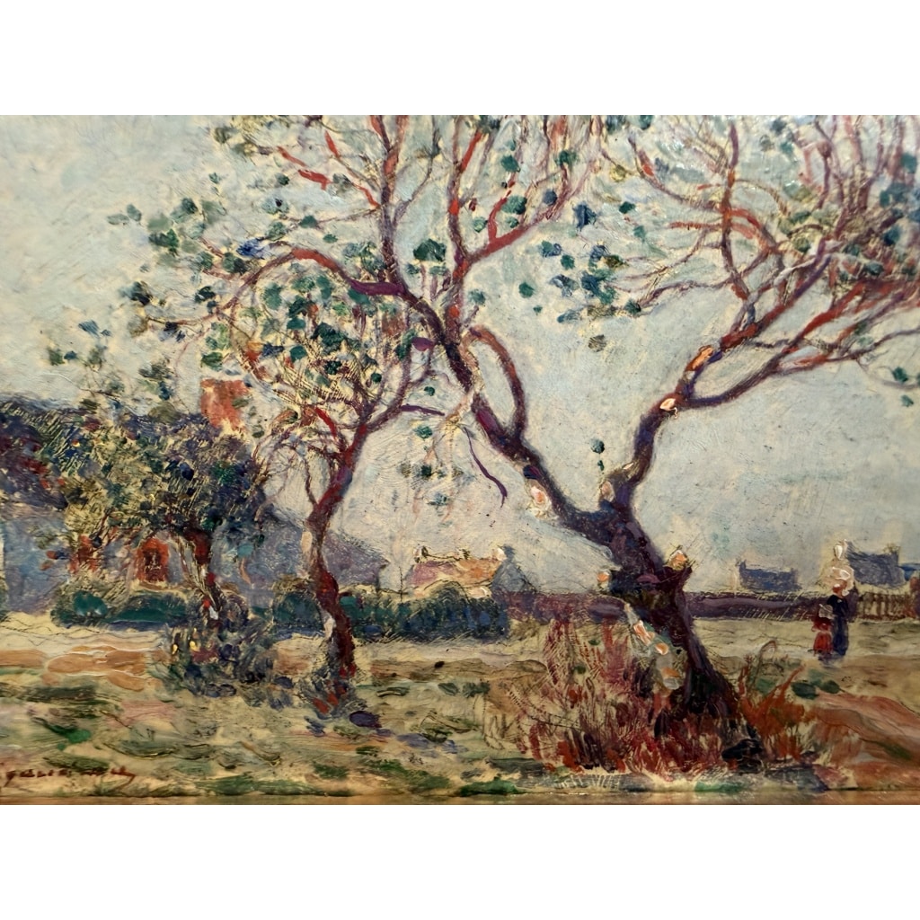 DU PUIGAUDEAU Ferdinand Peinture de bretagne Maisons en Brière Huile signée Certificat d’authenticité 4 DU PUIGAUDEAU Ferdinand Peinture de bretagne Maisons en Brière Huile signée Certificat d’authenticité 4