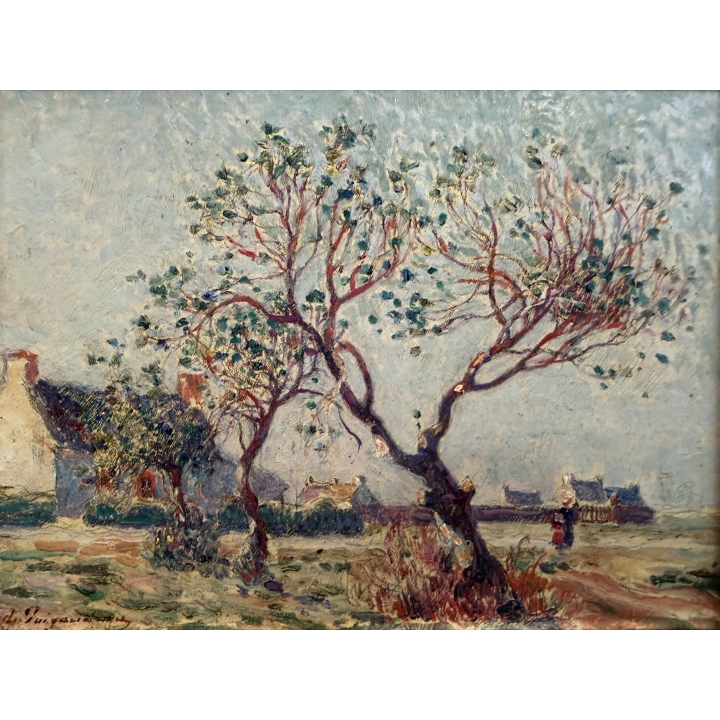 DU PUIGAUDEAU Ferdinand Peinture de bretagne Maisons en Brière Huile signée Certificat d’authenticité 14 DU PUIGAUDEAU Ferdinand Peinture de bretagne Maisons en Brière Huile signée Certificat d’authenticité 14