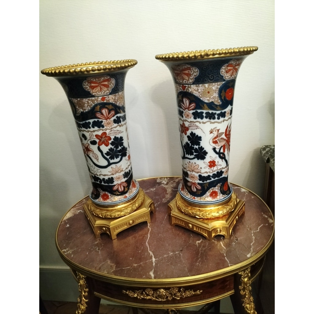 Paire de vase porcelaine Imari Japon Époque Meiji 4