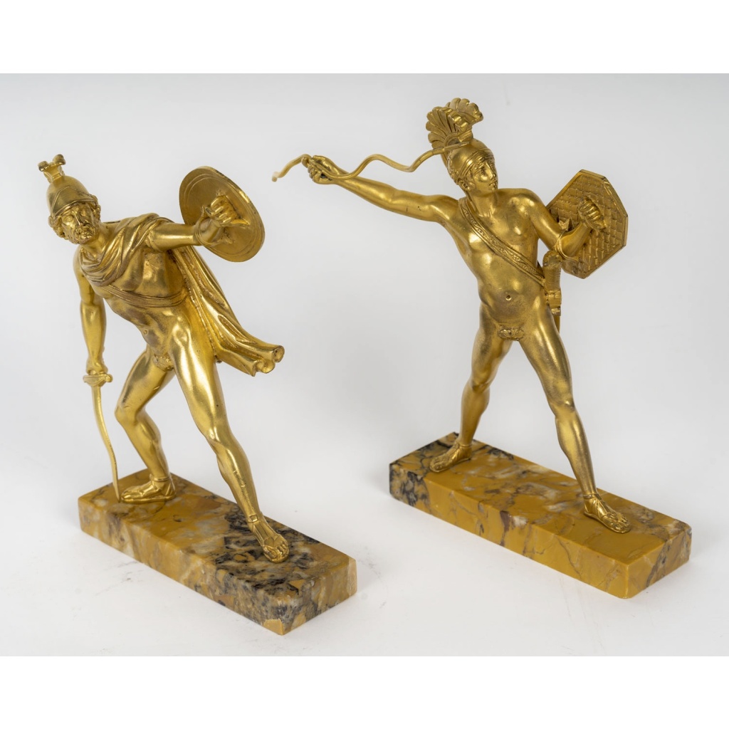 Paire de sculpture en bronze doré d&rsquo;après l&rsquo;Antique