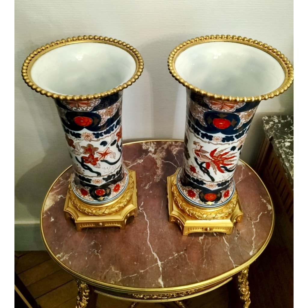 Paire de vase porcelaine Imari Japon Époque Meiji 9