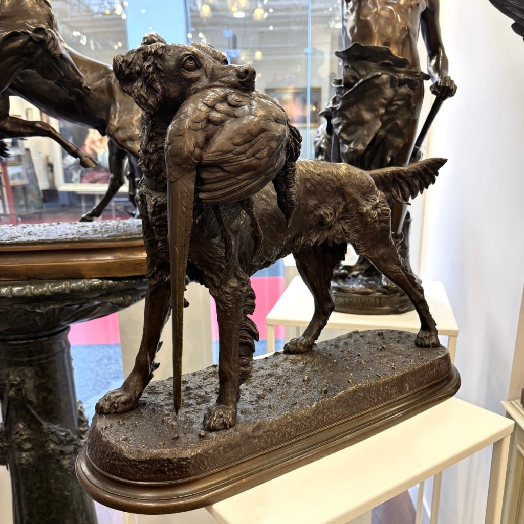 Sculpture – Chien Setter Au Gibier , Jules Moigniez (1835-1894) – Bronze 3