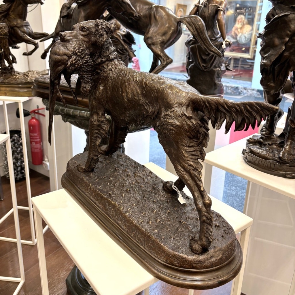 Sculpture – Chien Setter Au Gibier , Jules Moigniez (1835-1894) – Bronze 5