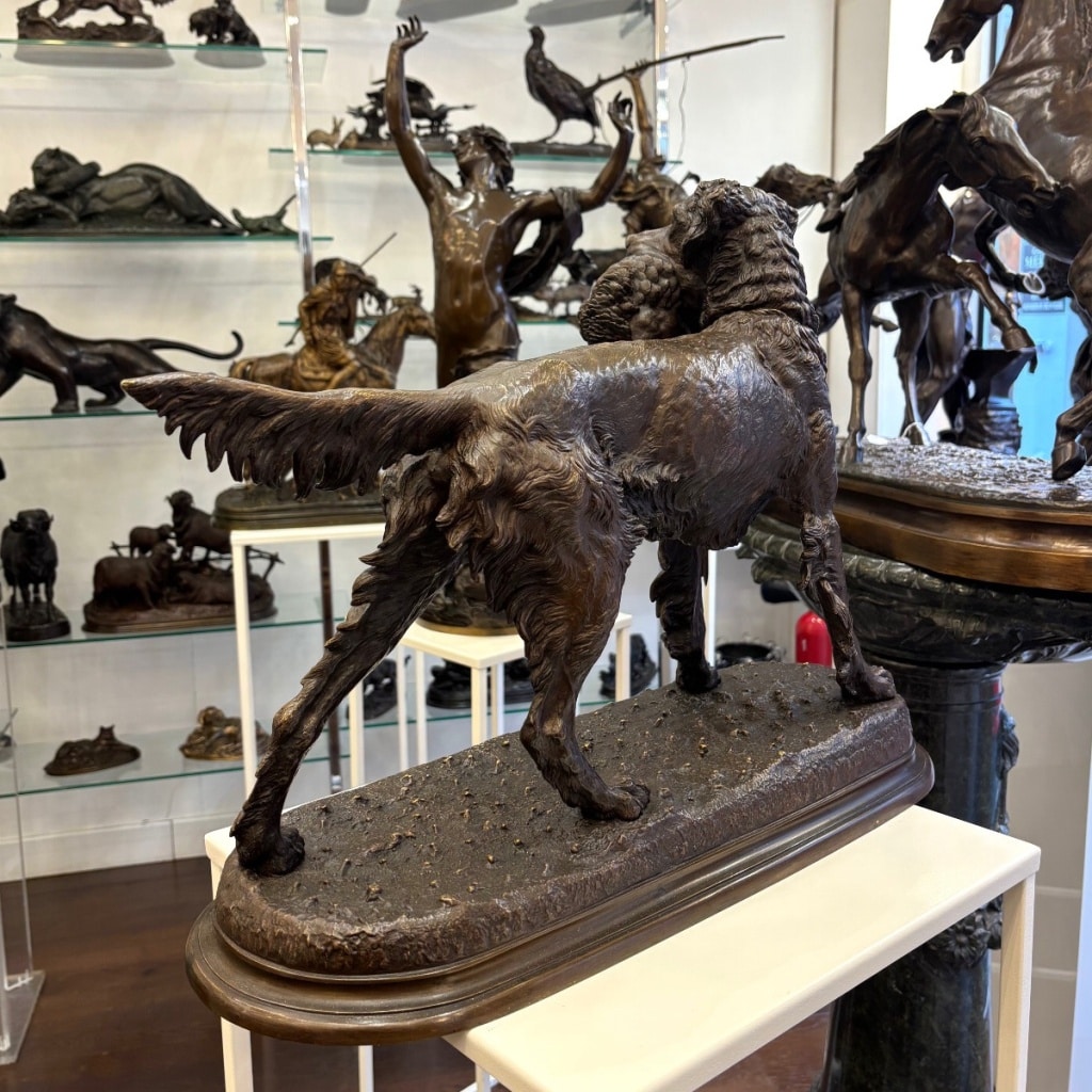 Sculpture – Chien Setter Au Gibier , Jules Moigniez (1835-1894) – Bronze 8
