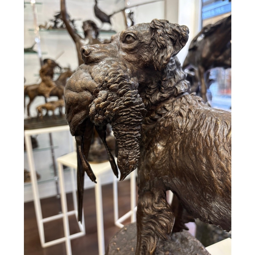 Sculpture – Chien Setter Au Gibier , Jules Moigniez (1835-1894) – Bronze 10