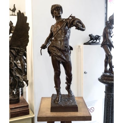 Sculpture – Le Charmeur De Serpent , Eugène Marioton (1857-1933) – Bronze Sculpture – Le Charmeur De Serpent , Eugène Marioton (1857-1933) – Bronze