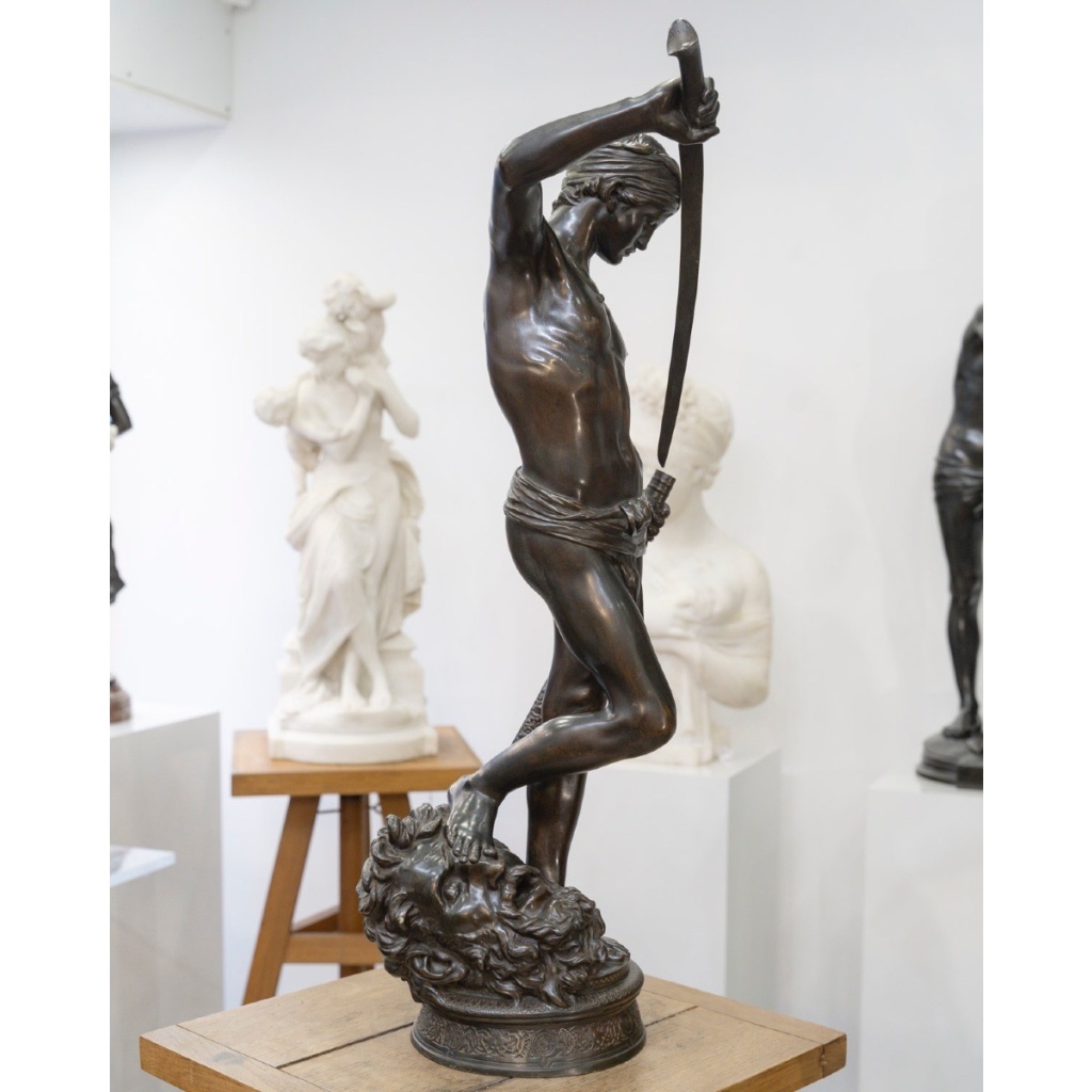 Sculpture – David Vainqueur De Goliath , Marius – Jean – Antonin Mercié (1845-1916) – Bronze 4
