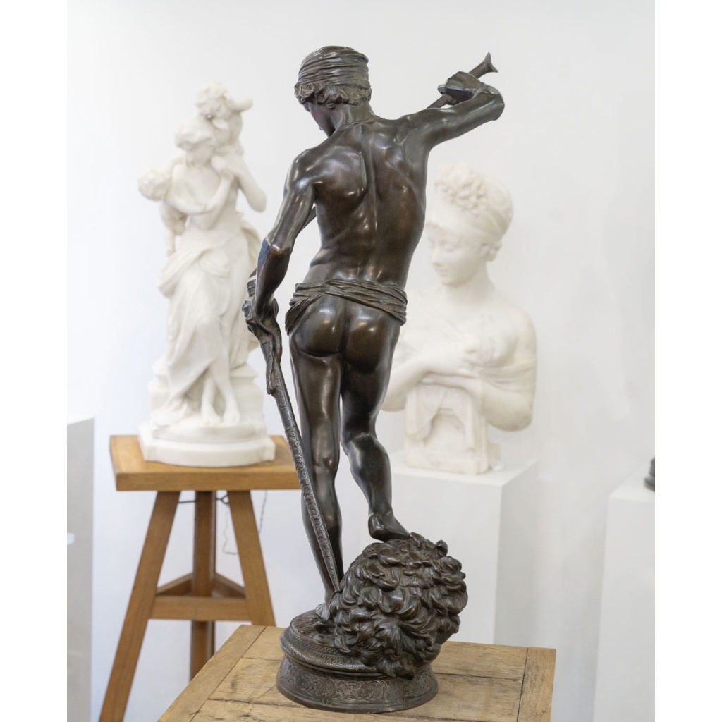 Sculpture – David Vainqueur De Goliath , Marius – Jean – Antonin Mercié (1845-1916) – Bronze 6