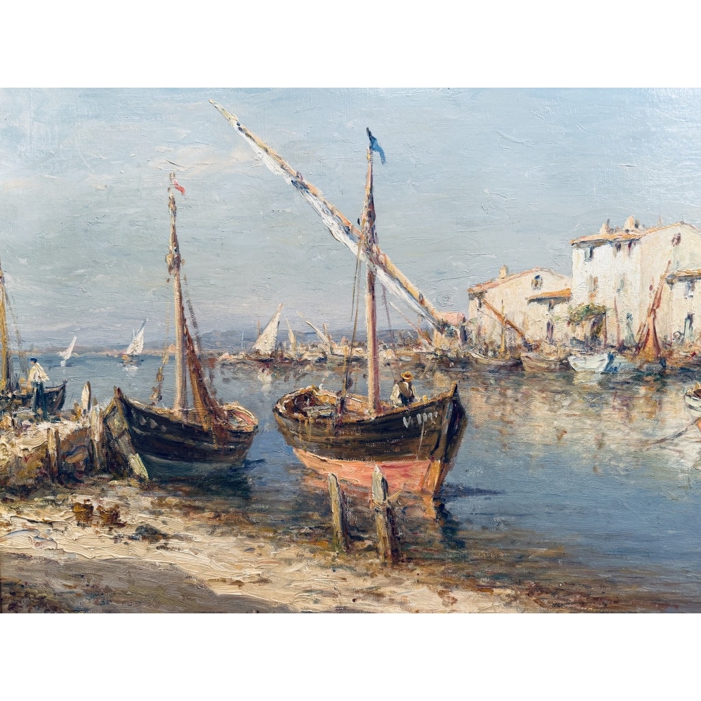 MALFROY Henry Tableau de Marine « vue de Provence » Huile sur toile signée Certificat d&rsquo;authenticité. 5