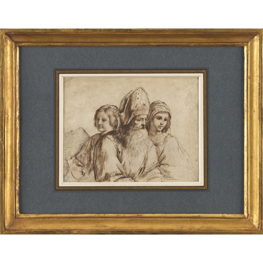 Ecclésiastique et deux prêtresses. Suiveur du Guerchin 3