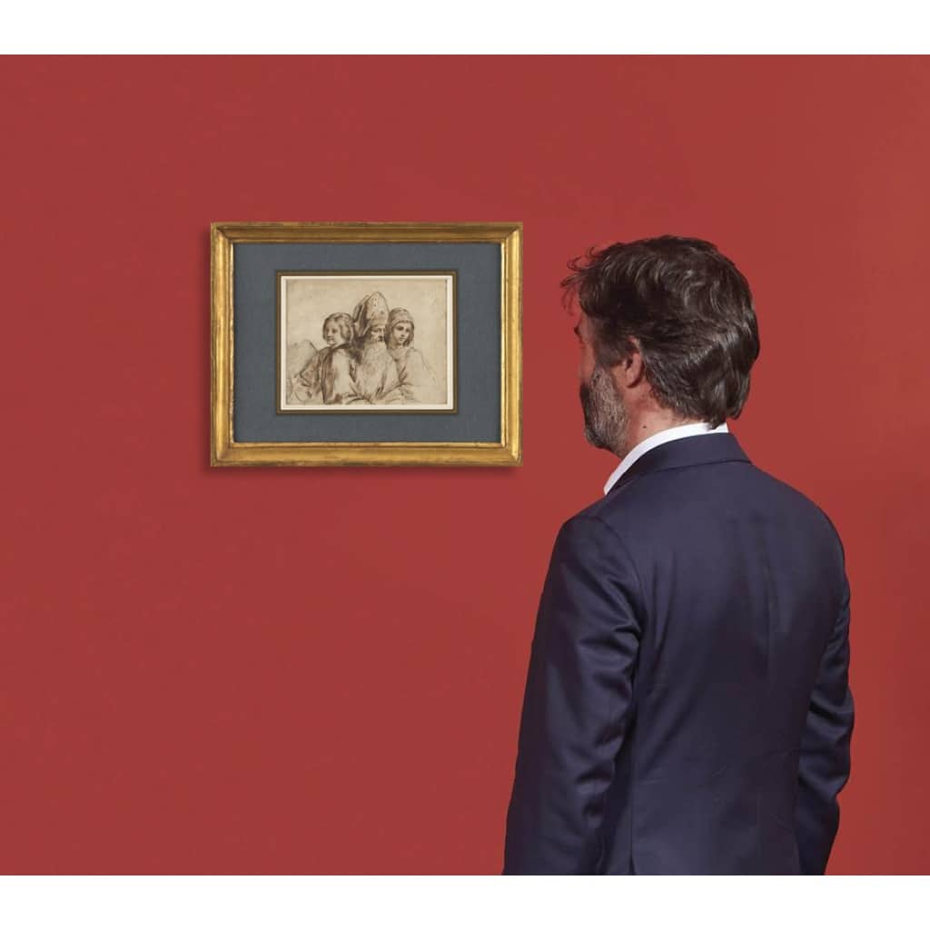 Ecclésiastique et deux prêtresses. Suiveur du Guerchin 4