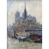 MORTON-JOHNSON Francis Paris Notre-Dame vue des quais de Seine Huile sur carton signée Certificat d&rsquo;authenticité 16