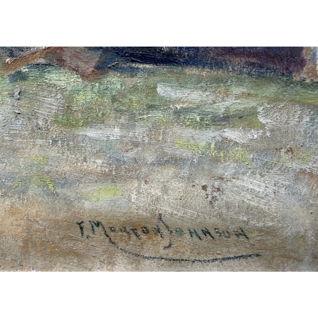 MORTON-JOHNSON Francis Paris Notre-Dame vue des quais de Seine Huile sur carton signée Certificat d&rsquo;authenticité 3