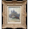 MORTON-JOHNSON Francis Paris Notre-Dame vue des quais de Seine Huile sur carton signée Certificat d&rsquo;authenticité 23