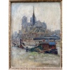 MORTON-JOHNSON Francis Paris Notre-Dame vue des quais de Seine Huile sur carton signée Certificat d&rsquo;authenticité 19