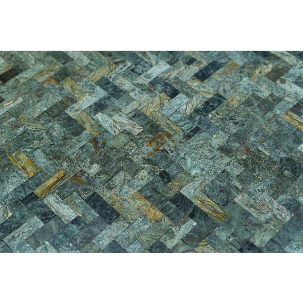 Paire de tables basses en marqueterie de marbre vert années 1970 8