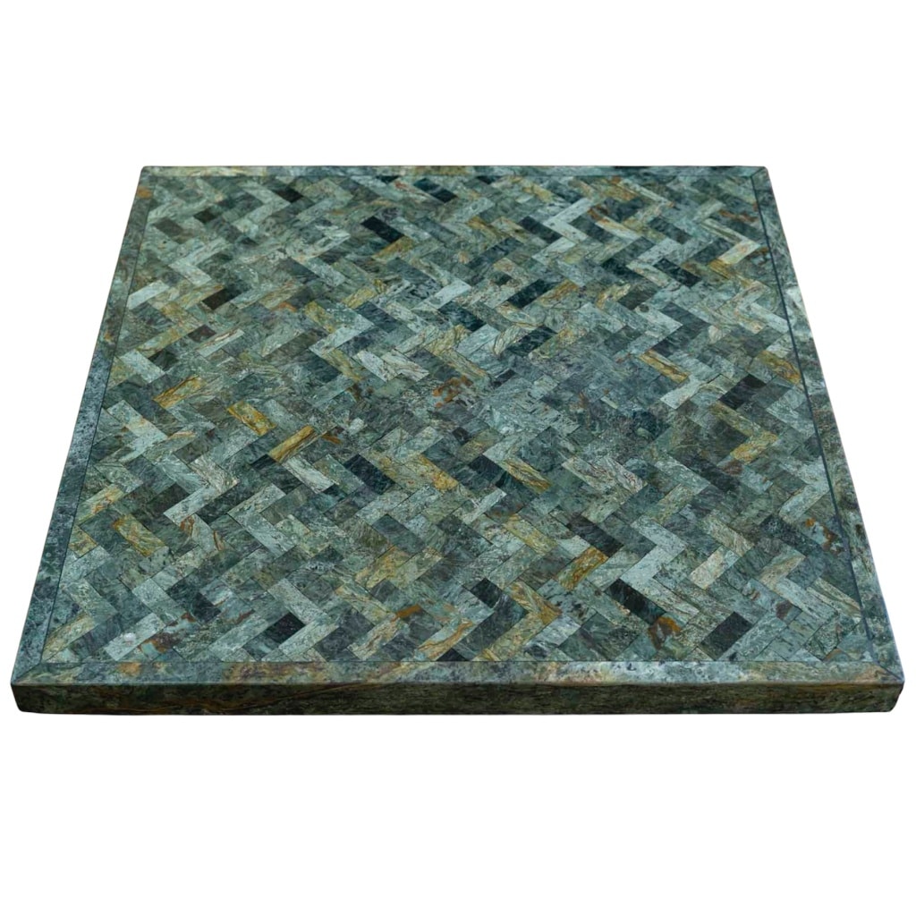 Paire de tables basses en marqueterie de marbre vert années 1970 9