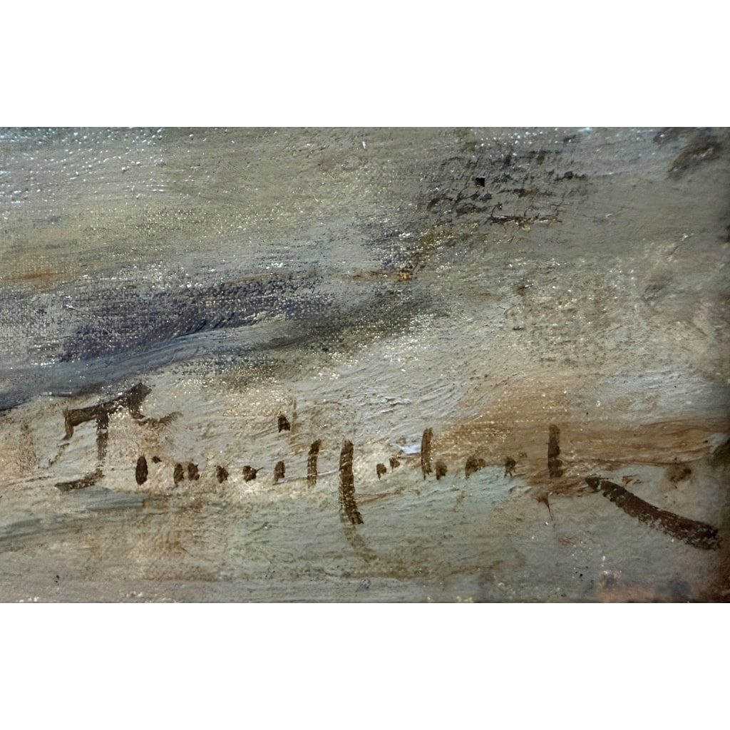 TROUILLEBERT Paul Desire Tableau 19è Ecole Barbizon Lavandières Bord Du Fleuve Huile Certificat 3