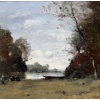 TROUILLEBERT Paul Desire Tableau 19è Ecole Barbizon Lavandières Bord Du Fleuve Huile Certificat 26