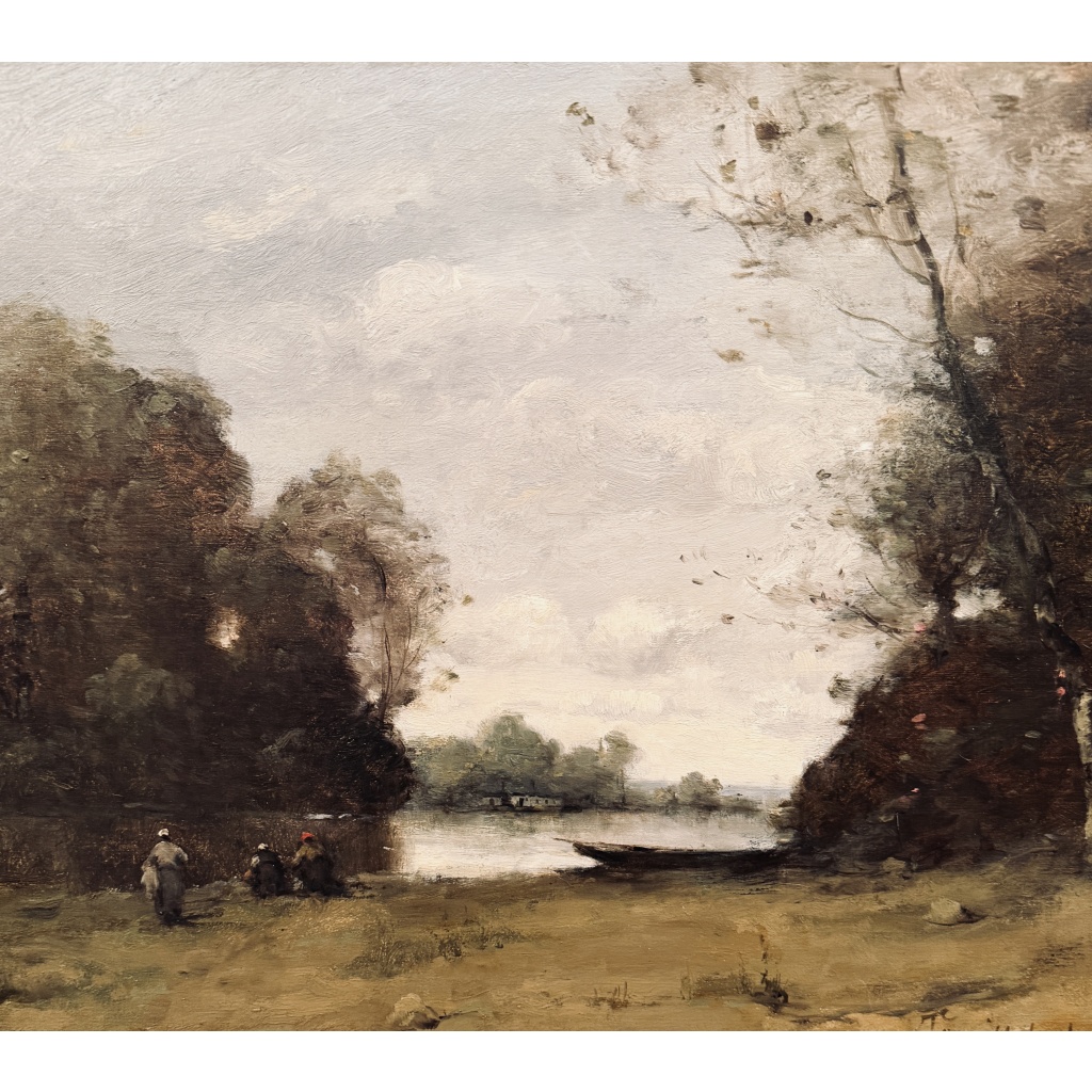 TROUILLEBERT Paul Desire Tableau 19è Ecole de Barbizon Lavandières Au Bord Du Fleuve Huile sut toile Signée Certificat d&rsquo;authenticité 5