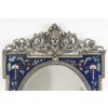 Miroir Art Nouveau en bronze et verre bleu décoré – Époque 1900 10